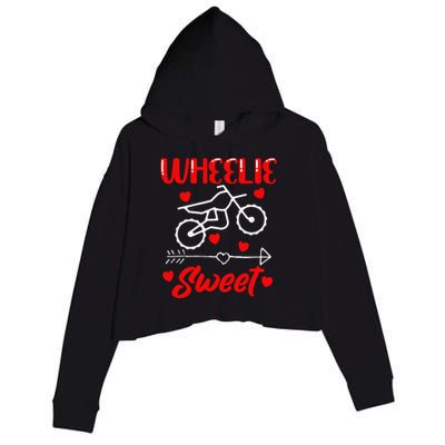 Wheelie Sweet Funny Valentine's Day Heart Dirt Bike Biking Crop Fleece Hoodie