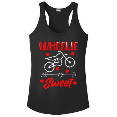 Wheelie Sweet Funny Valentine's Day Heart Dirt Bike Biking Ladies PosiCharge Competitor Racerback Tank