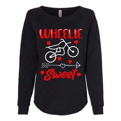 Wheelie Sweet Funny Valentine's Day Heart Dirt Bike Biking Womens California Wash Sweatshirt