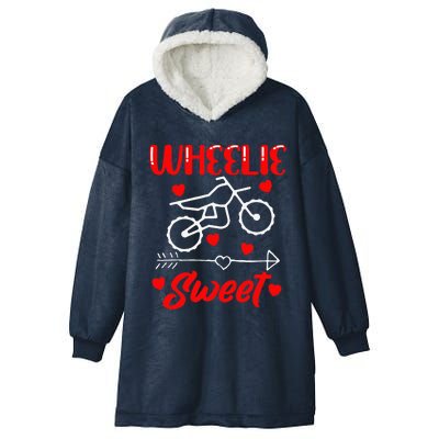 Wheelie Sweet Funny Valentine's Day Heart Dirt Bike Biking Hooded Wearable Blanket