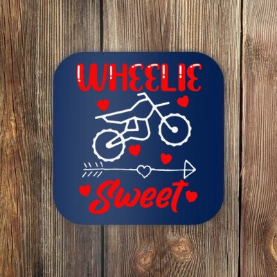 Wheelie Sweet Funny Valentine's Day Heart Dirt Bike Biking Coaster