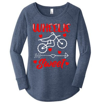 Wheelie Sweet Funny Valentine's Day Heart Dirt Bike Biking Women's Perfect Tri Tunic Long Sleeve Shirt