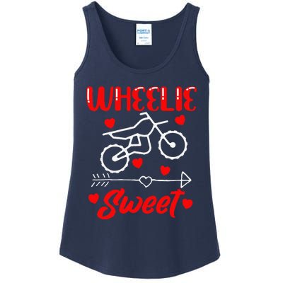 Wheelie Sweet Funny Valentine's Day Heart Dirt Bike Biking Ladies Essential Tank