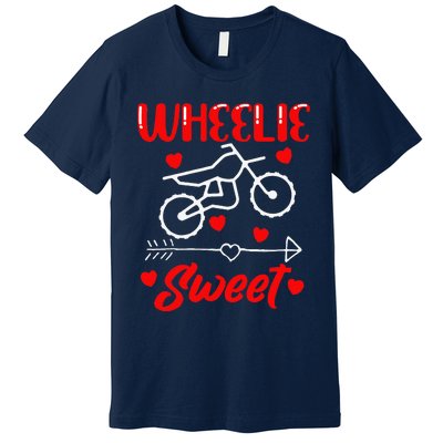 Wheelie Sweet Funny Valentine's Day Heart Dirt Bike Biking Premium T-Shirt