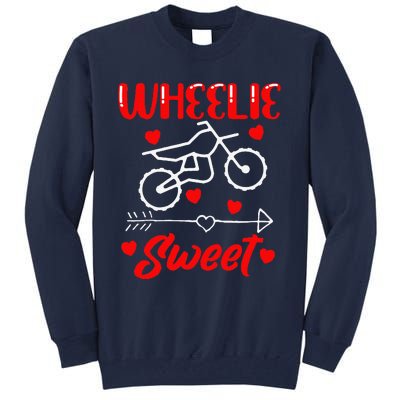 Wheelie Sweet Funny Valentine's Day Heart Dirt Bike Biking Tall Sweatshirt