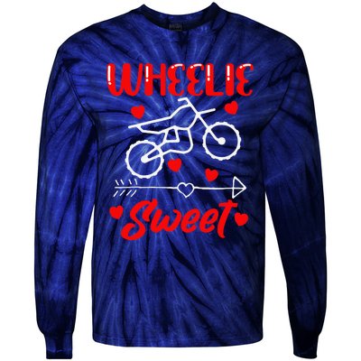 Wheelie Sweet Funny Valentine's Day Heart Dirt Bike Biking Tie-Dye Long Sleeve Shirt