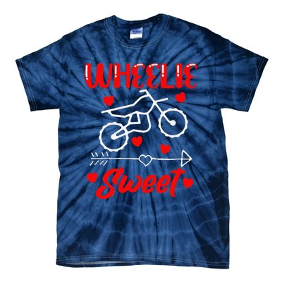 Wheelie Sweet Funny Valentine's Day Heart Dirt Bike Biking Tie-Dye T-Shirt