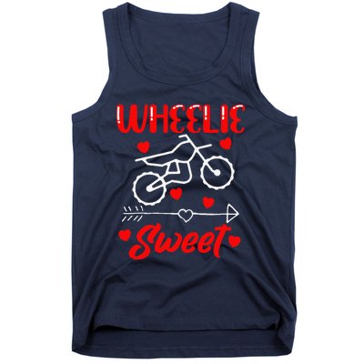 Wheelie Sweet Funny Valentine's Day Heart Dirt Bike Biking Tank Top