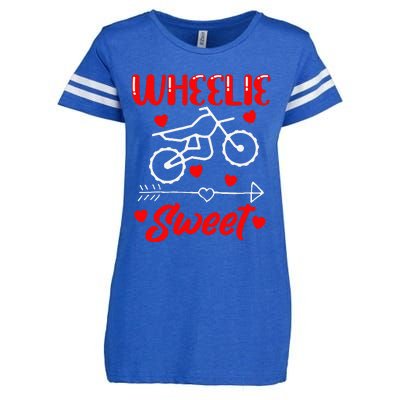 Wheelie Sweet Funny Valentine's Day Heart Dirt Bike Biking Enza Ladies Jersey Football T-Shirt