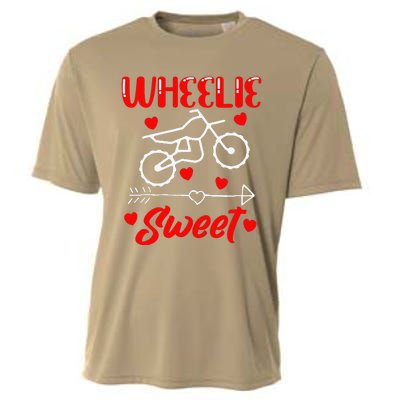 Wheelie Sweet Funny Valentine's Day Heart Dirt Bike Biking Cooling Performance Crew T-Shirt