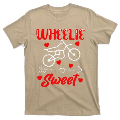 Wheelie Sweet Funny Valentine's Day Heart Dirt Bike Biking T-Shirt