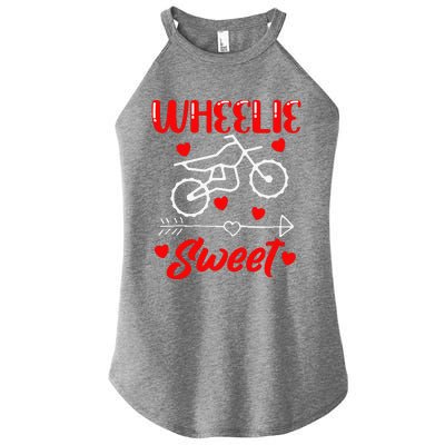 Wheelie Sweet Funny Valentine's Day Heart Dirt Bike Biking Women's Perfect Tri Rocker Tank