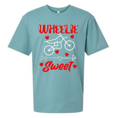 Wheelie Sweet Funny Valentine's Day Heart Dirt Bike Biking Sueded Cloud Jersey T-Shirt