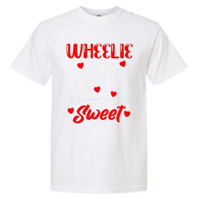 Wheelie Sweet Funny Valentine's Day Heart Dirt Bike Biking Garment-Dyed Heavyweight T-Shirt