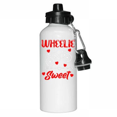 Wheelie Sweet Funny Valentine's Day Heart Dirt Bike Biking Aluminum Water Bottle