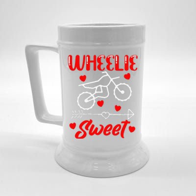 Wheelie Sweet Funny Valentine's Day Heart Dirt Bike Biking Beer Stein