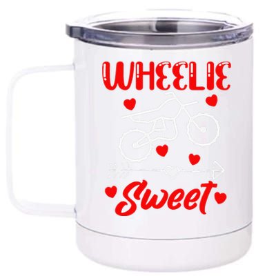 Wheelie Sweet Funny Valentine's Day Heart Dirt Bike Biking 12 oz Stainless Steel Tumbler Cup