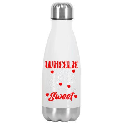 Wheelie Sweet Funny Valentine's Day Heart Dirt Bike Biking Stainless Steel Insulated Water Bottle