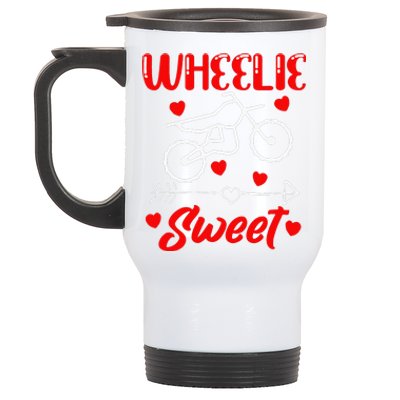 Wheelie Sweet Funny Valentine's Day Heart Dirt Bike Biking Stainless Steel Travel Mug