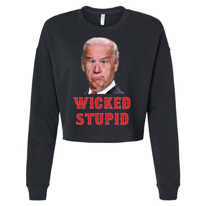 Wicked Stupid Funny Joe Biden Boston Cropped Pullover Crew