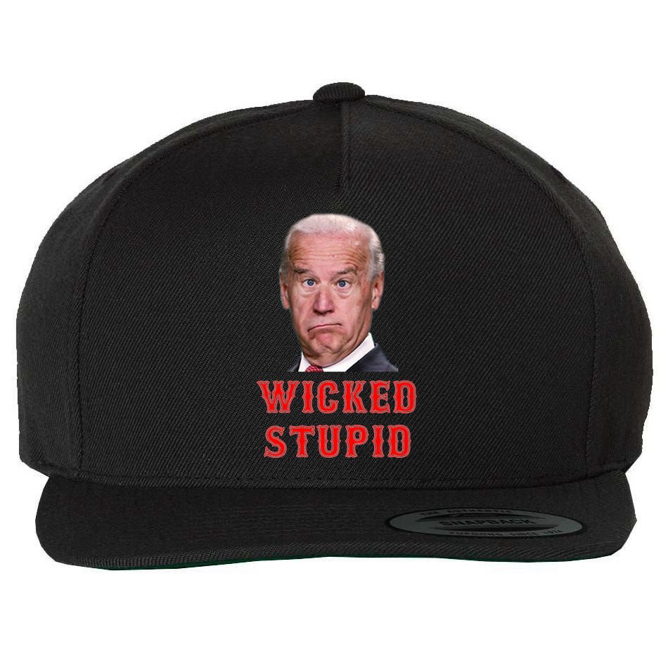 Wicked Stupid Funny Joe Biden Boston Wool Snapback Cap