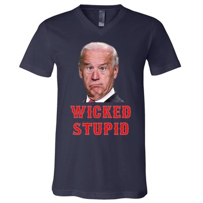 Wicked Stupid Funny Joe Biden Boston V-Neck T-Shirt