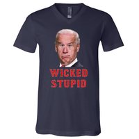 Wicked Stupid Funny Joe Biden Boston V-Neck T-Shirt