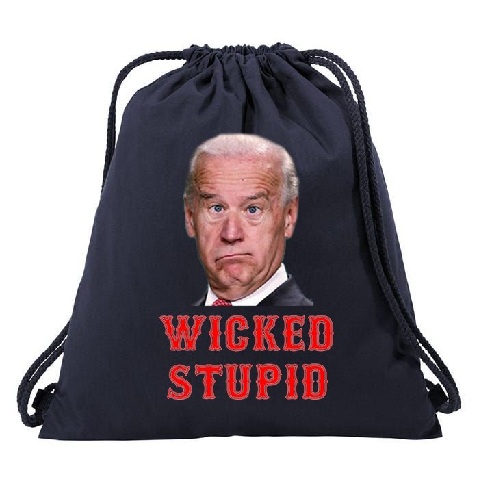 Wicked Stupid Funny Joe Biden Boston Drawstring Bag
