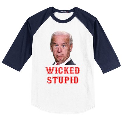 Wicked Stupid Funny Joe Biden Boston Baseball Sleeve Shirt