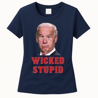 Wicked Stupid Funny Joe Biden Boston Womens T-Shirt