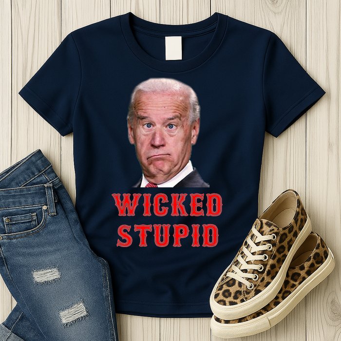 Wicked Stupid Funny Joe Biden Boston Womens T-Shirt