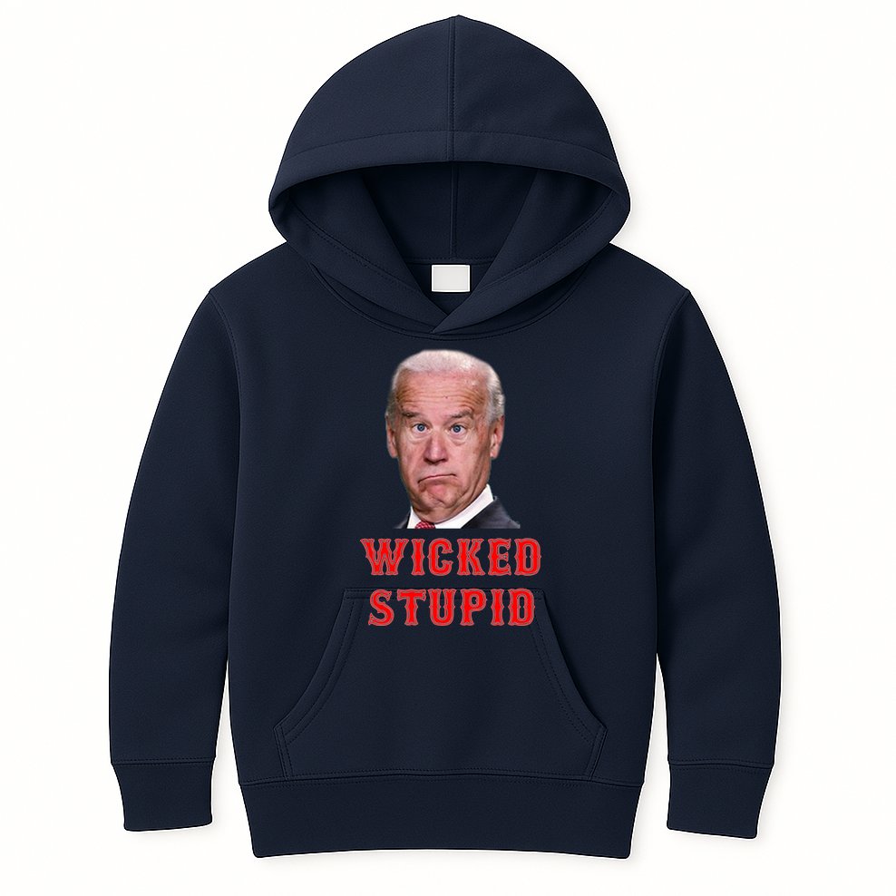 Wicked Stupid Funny Joe Biden Boston Kids Hoodie