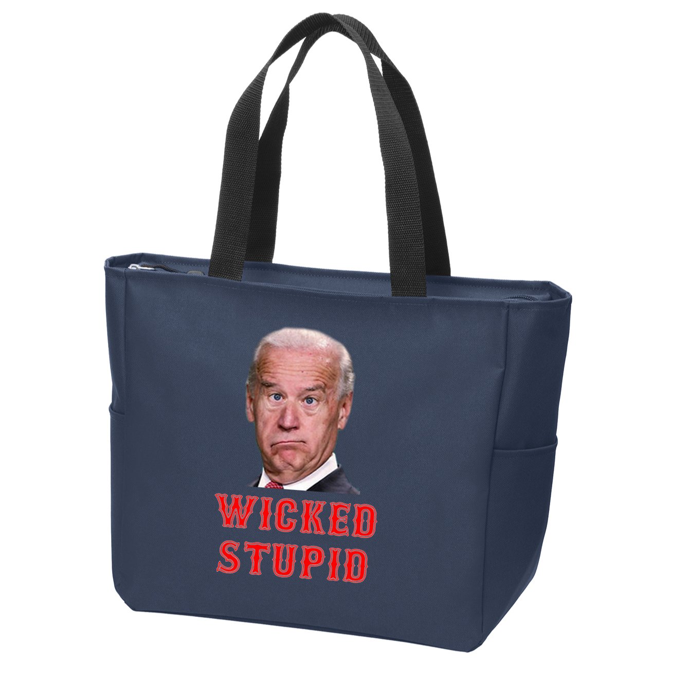 Wicked Stupid Funny Joe Biden Boston Zip Tote Bag