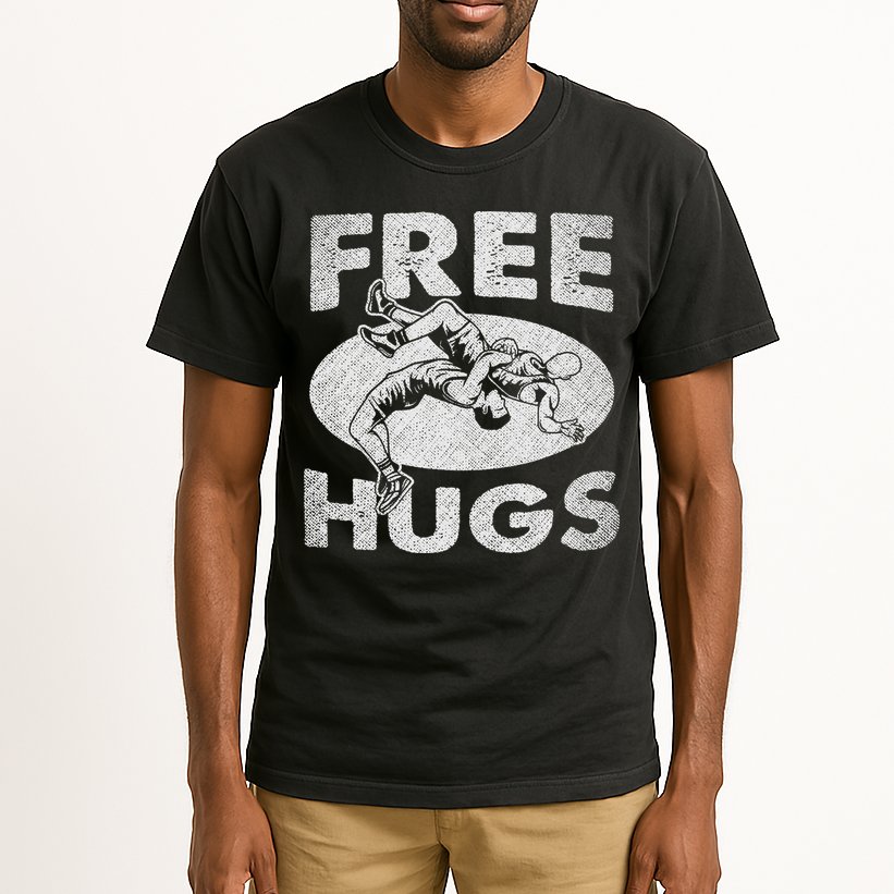 Wrestling Shirts  Funny Free Hugs Wrestling  Coach Tall T-Shirt