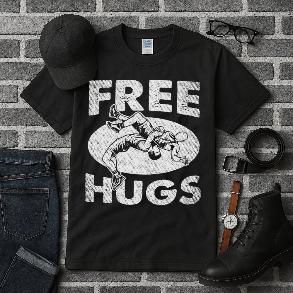 Wrestling Shirts  Funny Free Hugs Wrestling  Coach Tall T-Shirt