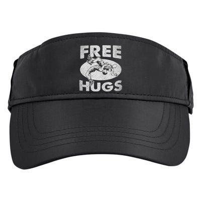 Wrestling Shirts  Funny Free Hugs Wrestling  Coach Adult Drive Performance Visor