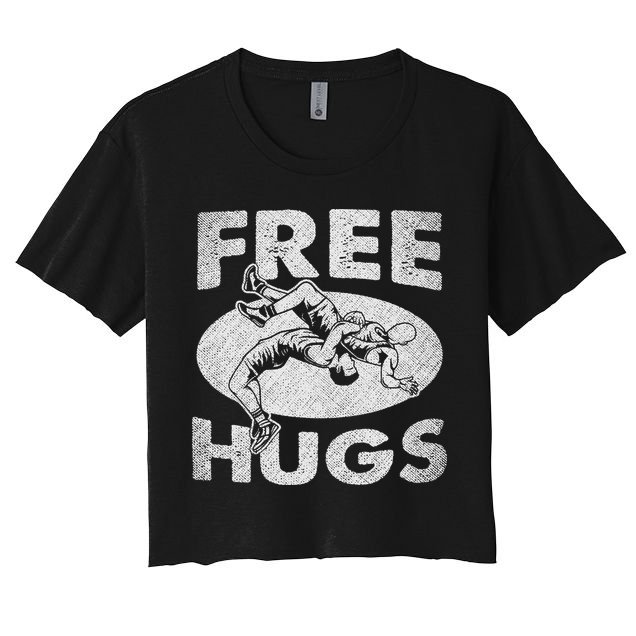 Wrestling Shirts  Funny Free Hugs Wrestling  Coach Crop Top