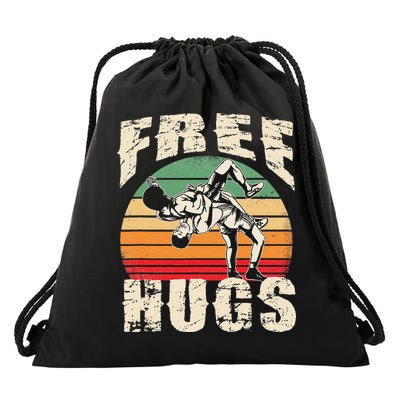 Wrestling Shirts  Funny Free Hugs Wrestling  Coach Drawstring Bag