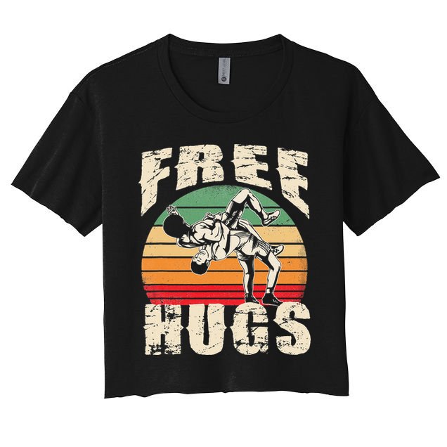 Wrestling Shirts  Funny Free Hugs Wrestling  Coach Crop Top
