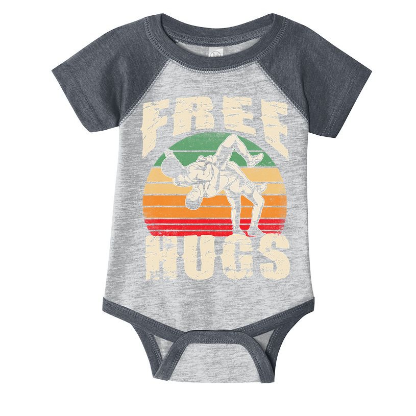 Wrestling Shirts  Funny Free Hugs Wrestling  Coach Infant Baby Jersey Bodysuit