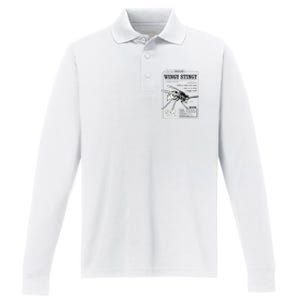 Wingy Stingy Funny Wasp print  Performance Long Sleeve Polo