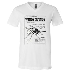 Wingy Stingy Funny Wasp print  V-Neck T-Shirt