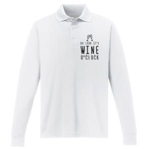 Wine Shirts Funny Mom Wife Gift Its Wine OClock Girl Performance Long Sleeve Polo