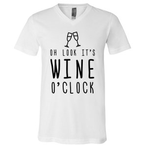 Wine Shirts Funny Mom Wife Gift Its Wine OClock Girl V-Neck T-Shirt