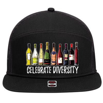 Wine Shirts For Celebrate Diversity Gift Wine Drinker 7 Panel Mesh Trucker Snapback Hat