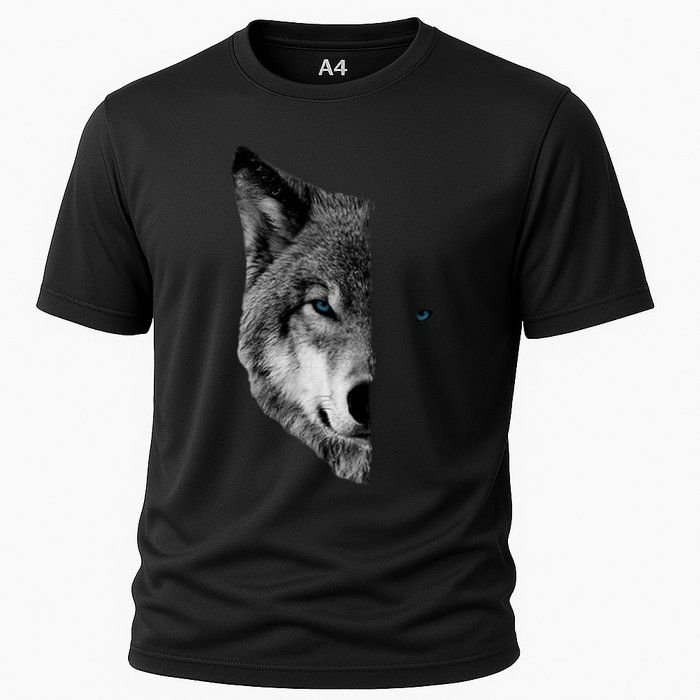 Wolf Split Face Wolf Magical Wolves Cooling Performance Crew T-Shirt