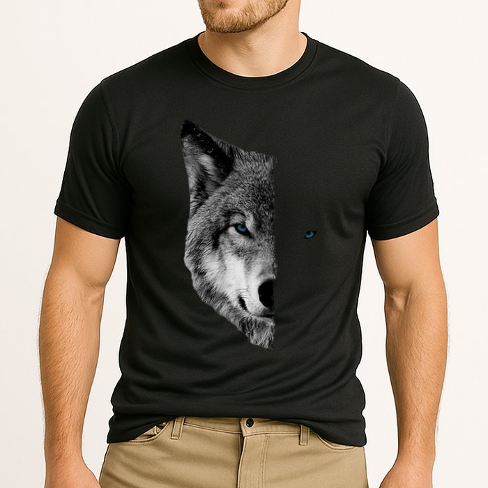 Wolf Split Face Wolf Magical Wolves Cooling Performance Crew T-Shirt