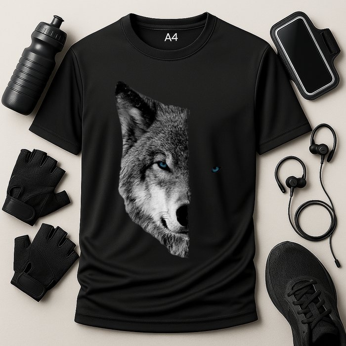 Wolf Split Face Wolf Magical Wolves Cooling Performance Crew T-Shirt