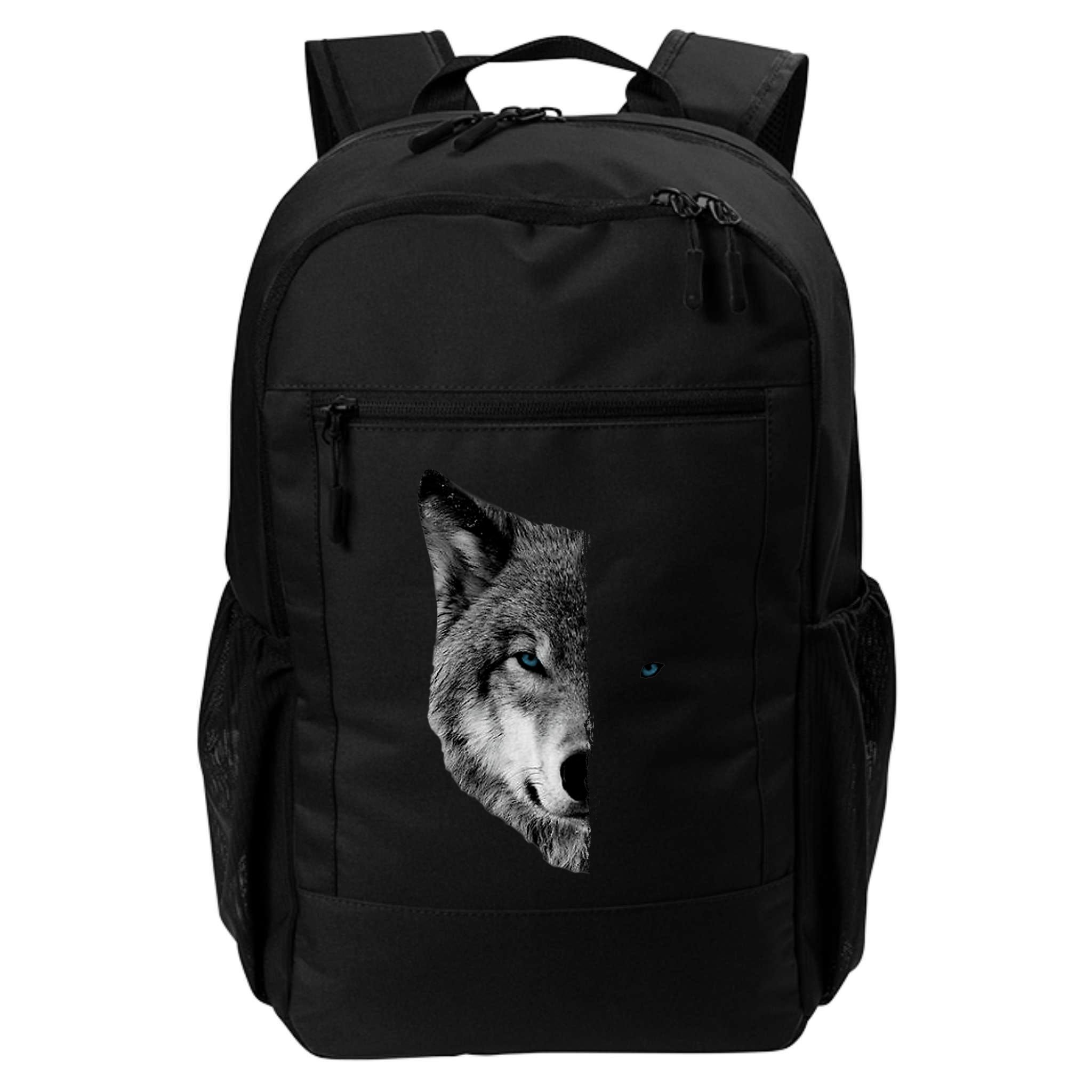 Wolf Split Face Wolf Magical Wolves Backpack