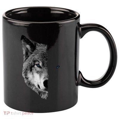 Wolf Split Face Wolf Magical Wolves 11oz C Handle Ceramic Mug
